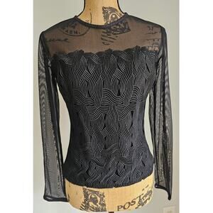 Flora Nikrooz Sheer Embroidered Top, Black, Formal-Casual, Sexy,  Womans Sz M